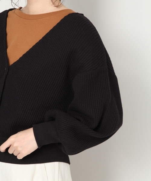 LOWRYS FARM（ローリーズファーム）の「ワッフルカーデ　806115（カーディガン/ボレロ・レディース・オフホワイト/ブラック/ベージュ/レッド・FREE）」の9枚目の写真