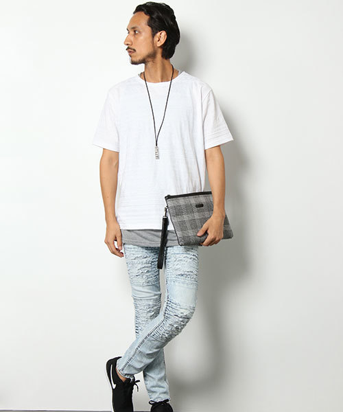 VENCEEXCHANGE（ヴァンスエクスチェンジ）の「デニムダメージバイカー風スキニー（デニムパンツ・メンズ・ライトブルー/ブラック/ベージュ・S/M/L）」の9枚目の写真