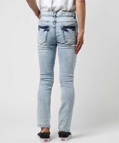 VENCEEXCHANGE（ヴァンスエクスチェンジ）の「デニムダメージバイカー風スキニー（デニムパンツ・メンズ・ライトブルー/ブラック/ベージュ・S/M/L）」の6枚目の写真