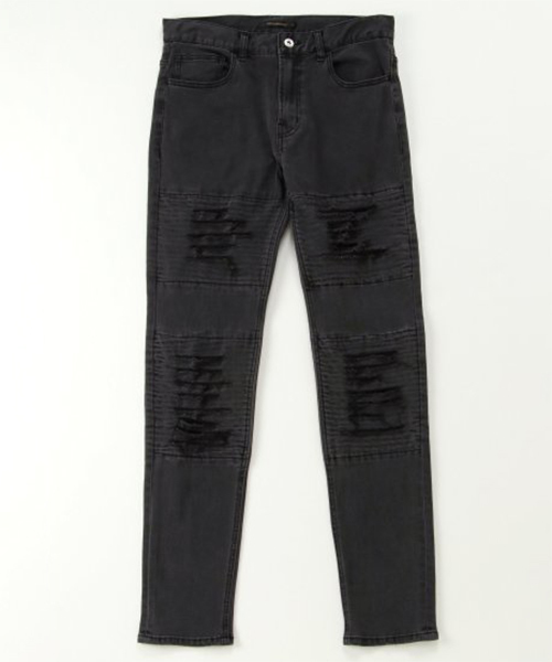 VENCEEXCHANGE（ヴァンスエクスチェンジ）の「デニムダメージバイカー風スキニー（デニムパンツ・メンズ・ライトブルー/ブラック/ベージュ・S/M/L）」の2枚目の写真
