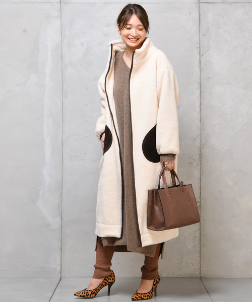 DouDou（ドゥドゥ）の「ストレッチニットワンピース（ワンピース・レディース・ベージュ/ネイビー/レッド/モカ・FREE）」の19枚目の写真