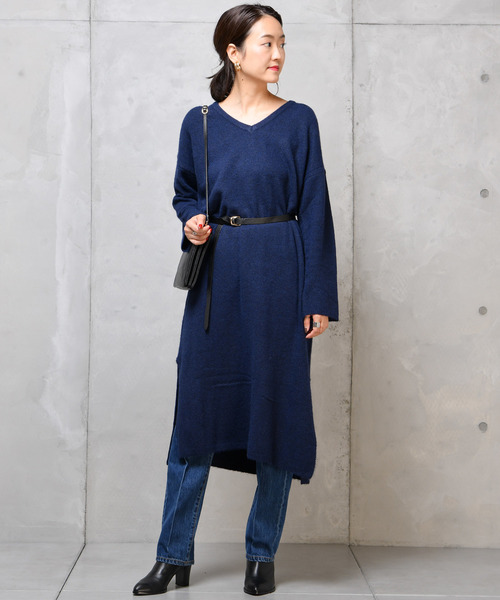 DouDou（ドゥドゥ）の「ストレッチニットワンピース（ワンピース・レディース・ベージュ/ネイビー/レッド/モカ・FREE）」の11枚目の写真