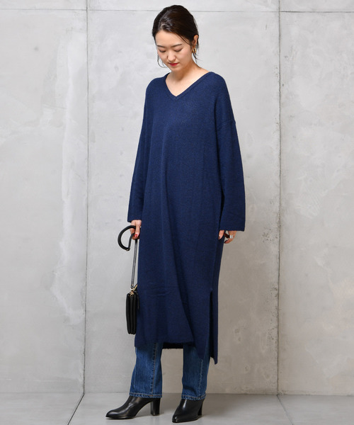 DouDou（ドゥドゥ）の「ストレッチニットワンピース（ワンピース・レディース・ベージュ/ネイビー/レッド/モカ・FREE）」の13枚目の写真