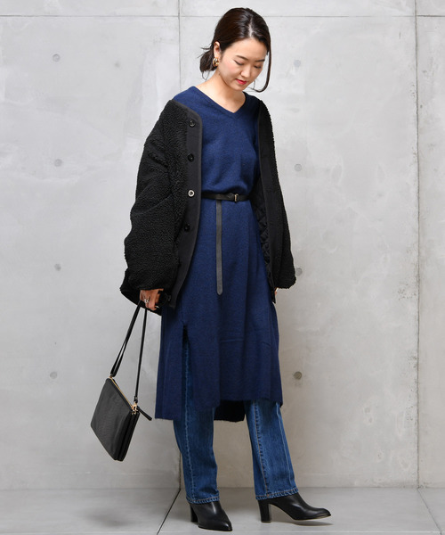 DouDou（ドゥドゥ）の「ストレッチニットワンピース（ワンピース・レディース・ベージュ/ネイビー/レッド/モカ・FREE）」の15枚目の写真