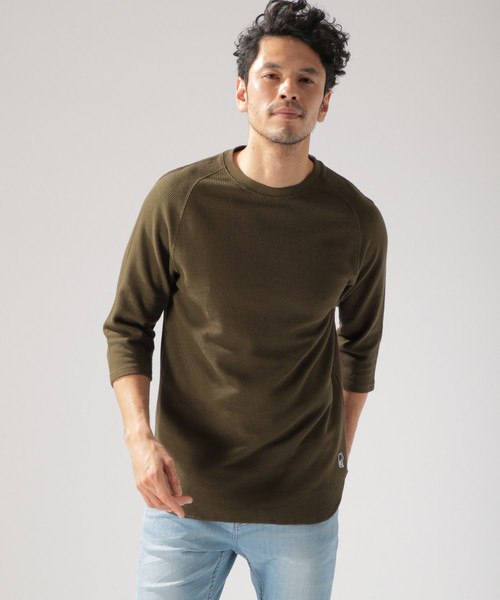 BAYFLOW（ベイフロー）の「【EVERLAST(エバーラスト)】ワッフルハーフスリーブT（Tシャツ/カットソー・メンズ・ホワイト/ブラック/カーキ・SMALL/MEDIUM/LARGE）」の3枚目の写真