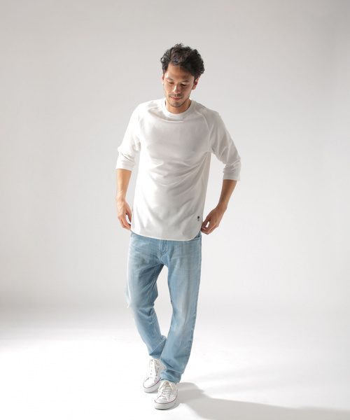 BAYFLOW（ベイフロー）の「【EVERLAST(エバーラスト)】ワッフルハーフスリーブT（Tシャツ/カットソー・メンズ・ホワイト/ブラック/カーキ・SMALL/MEDIUM/LARGE）」の4枚目の写真