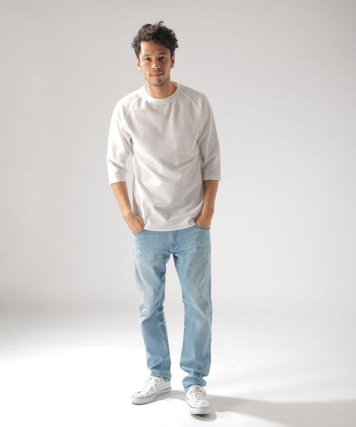 BAYFLOW（ベイフロー）の「【EVERLAST(エバーラスト)】ワッフルハーフスリーブT（Tシャツ/カットソー・メンズ・ホワイト/ブラック/カーキ・SMALL/MEDIUM/LARGE）」の5枚目の写真