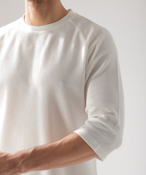 BAYFLOW（ベイフロー）の「【EVERLAST(エバーラスト)】ワッフルハーフスリーブT（Tシャツ/カットソー・メンズ・ホワイト/ブラック/カーキ・SMALL/MEDIUM/LARGE）」の13枚目の写真
