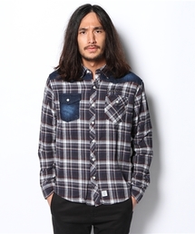 VENCEEXCHANGE | M チェック×デニムシャツLS(シャツ/ブラウス)