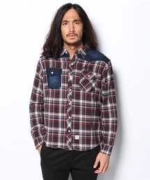 VENCEEXCHANGE | M チェック×デニムシャツLS(シャツ/ブラウス)