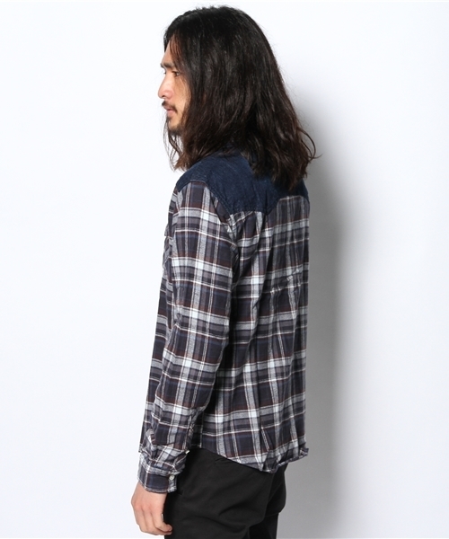 VENCEEXCHANGE（ヴァンスエクスチェンジ）の「M チェック×デニムシャツLS（シャツ/ブラウス・メンズ・ネイビー/レッド・SMALL/LARGE/MEDIUM）」の4枚目の写真