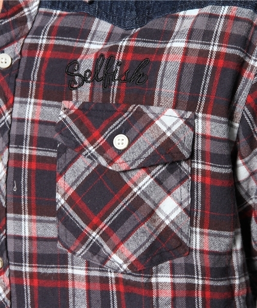 VENCEEXCHANGE（ヴァンスエクスチェンジ）の「M チェック×デニムシャツLS（シャツ/ブラウス・メンズ・ネイビー/レッド・SMALL/LARGE/MEDIUM）」の12枚目の写真