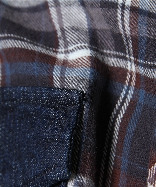 VENCEEXCHANGE（ヴァンスエクスチェンジ）の「M チェック×デニムシャツLS（シャツ/ブラウス・メンズ・ネイビー/レッド・SMALL/LARGE/MEDIUM）」の13枚目の写真