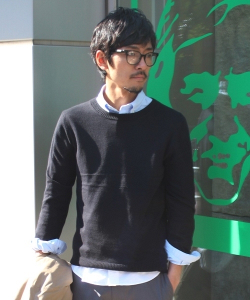 JOURNAL STANDARD(ジャーナルスタンダード)の「コットン/カシミヤ クルーネックニット #(ニット/セーター・メンズ・ブラック/グレー/ネイビー/ブルー系その他・LARGE/MEDIUM)」の2枚目の写真