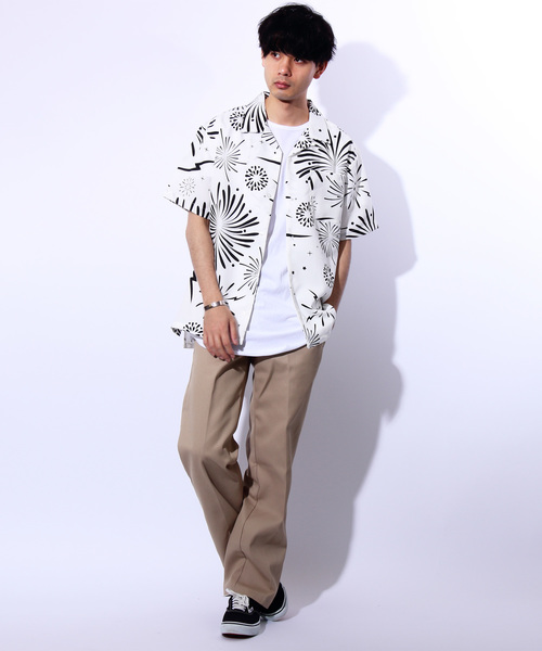 ８(eight)（エイト）の「総柄シャツ ファイヤー柄 シャツ 開襟シャツ（シャツ/ブラウス・メンズ・ホワイト/ブラック/マルチ・MEDIUM/LARGE/X-LARGE）」の20枚目の写真