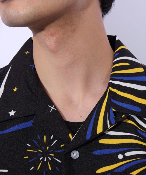 ８(eight)（エイト）の「総柄シャツ ファイヤー柄 シャツ 開襟シャツ（シャツ/ブラウス・メンズ・ホワイト/ブラック/マルチ・MEDIUM/LARGE/X-LARGE）」の19枚目の写真
