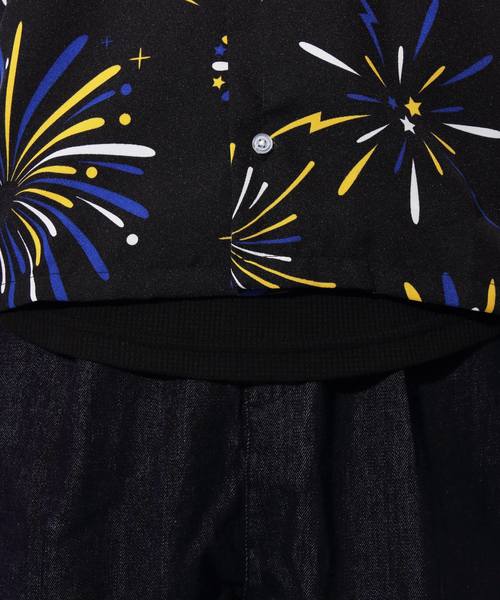 ８(eight)（エイト）の「総柄シャツ ファイヤー柄 シャツ 開襟シャツ（シャツ/ブラウス・メンズ・ホワイト/ブラック/マルチ・MEDIUM/LARGE/X-LARGE）」の11枚目の写真