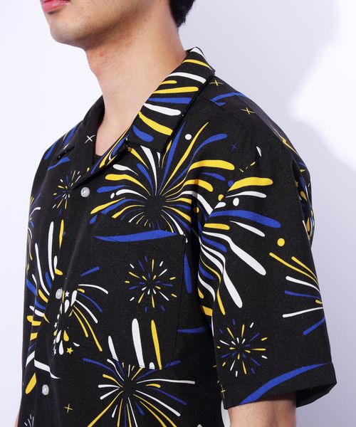 ８(eight)（エイト）の「総柄シャツ ファイヤー柄 シャツ 開襟シャツ（シャツ/ブラウス・メンズ・ホワイト/ブラック/マルチ・MEDIUM/LARGE/X-LARGE）」の16枚目の写真