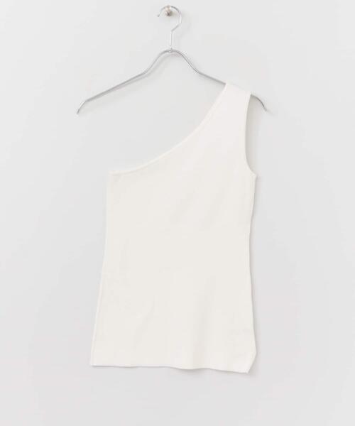 ITEMS URBANRESEARCH（アイテムズ アーバンリサーチ）の「ワンショルダーリブニット（ニット/セーター・レディース・ブラック/ベージュ/オフホワイト/イエロー/グリーン・FREE）」の7枚目の写真