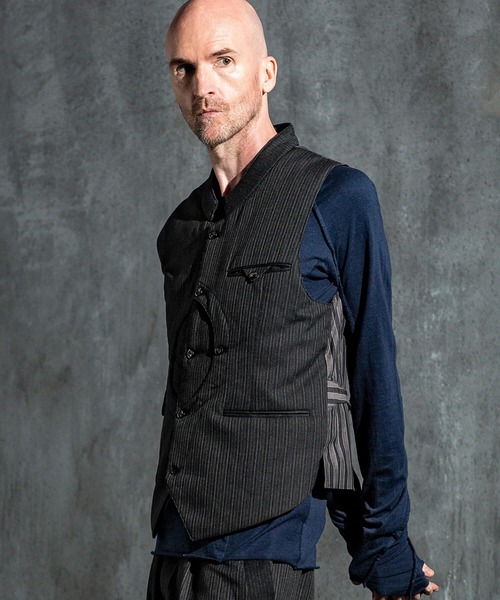 C DIEM(カルペディエム)の「C DIEM(カルペディエム)ストライプベスト(ベスト・メンズ・グレー/ブラック・S/M)」の2枚目の写真