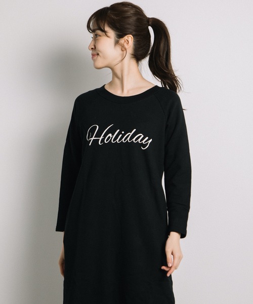 miniyu(ミニュウ)の「Holiday/サイドスリットスウェットOP(ag)(ワンピース・レディース・グレー/ブラック・FREE)」の13枚目の写真