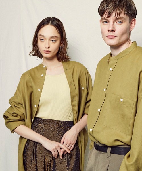 MAISON SPECIAL(メゾンスペシャル)の「《ユニセックスアイテム》【SPECIAL FACTORY コラボ】マルチファブリックプライムオーバースタンドカラーシャツ 【MAISON SPECIAL/メゾンスペシャル】(シャツ/ブラウス・メンズ・チャコールグレー/ブラック/オフホワイト/カーキ/サックスブルー/ブルー/ピンク・44/46/48)」の4枚目の写真