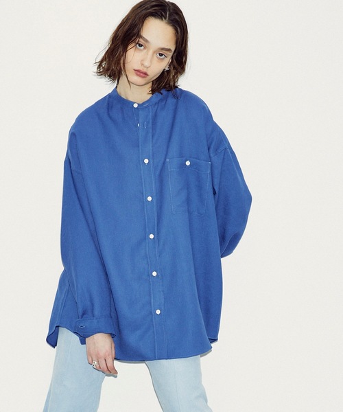 MAISON SPECIAL(メゾンスペシャル)の「《ユニセックスアイテム》【SPECIAL FACTORY コラボ】マルチファブリックプライムオーバースタンドカラーシャツ 【MAISON SPECIAL/メゾンスペシャル】(シャツ/ブラウス・メンズ・チャコールグレー/ブラック/オフホワイト/カーキ/サックスブルー/ブルー/ピンク・44/46/48)」の6枚目の写真