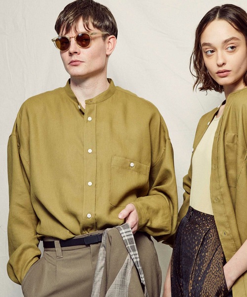 MAISON SPECIAL(メゾンスペシャル)の「《ユニセックスアイテム》【SPECIAL FACTORY コラボ】マルチファブリックプライムオーバースタンドカラーシャツ 【MAISON SPECIAL/メゾンスペシャル】(シャツ/ブラウス・メンズ・チャコールグレー/ブラック/オフホワイト/カーキ/サックスブルー/ブルー/ピンク・44/46/48)」の19枚目の写真