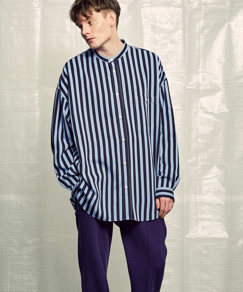 MAISON SPECIAL(メゾンスペシャル)の「《ユニセックスアイテム》【SPECIAL FACTORY コラボ】マルチファブリックプライムオーバースタンドカラーシャツ 【MAISON SPECIAL/メゾンスペシャル】(シャツ/ブラウス・メンズ・チャコールグレー/ブラック/オフホワイト/カーキ/サックスブルー/ブルー/ピンク・44/46/48)」の21枚目の写真