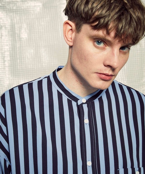 MAISON SPECIAL(メゾンスペシャル)の「《ユニセックスアイテム》【SPECIAL FACTORY コラボ】マルチファブリックプライムオーバースタンドカラーシャツ 【MAISON SPECIAL/メゾンスペシャル】(シャツ/ブラウス・メンズ・チャコールグレー/ブラック/オフホワイト/カーキ/サックスブルー/ブルー/ピンク・44/46/48)」の12枚目の写真