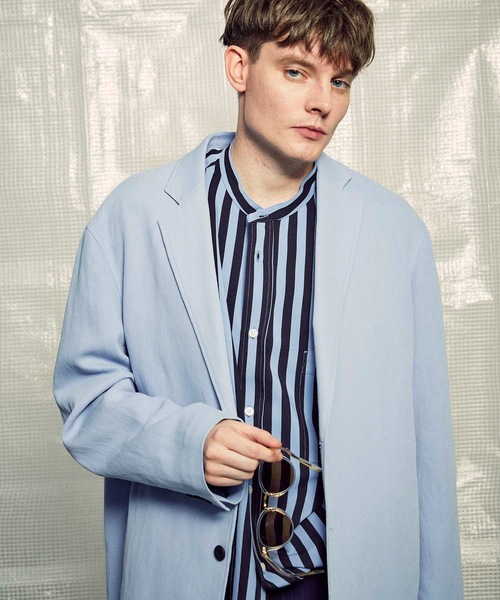 MAISON SPECIAL(メゾンスペシャル)の「《ユニセックスアイテム》【SPECIAL FACTORY コラボ】マルチファブリックプライムオーバースタンドカラーシャツ 【MAISON SPECIAL/メゾンスペシャル】(シャツ/ブラウス・メンズ・チャコールグレー/ブラック/オフホワイト/カーキ/サックスブルー/ブルー/ピンク・44/46/48)」の10枚目の写真