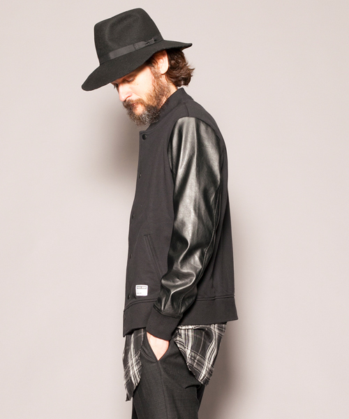 MONKEY TIME（モンキータイム）の「MT ∴ カット フェイクレザー アワード ジャケット/アウター（ブルゾン・メンズ・ブラック/ネイビー・LARGE/MEDIUM/X-LARGE/SMALL）」の4枚目の写真