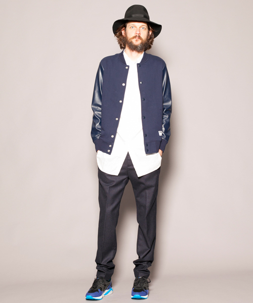 MONKEY TIME（モンキータイム）の「MT ∴ カット フェイクレザー アワード ジャケット/アウター（ブルゾン・メンズ・ブラック/ネイビー・LARGE/MEDIUM/X-LARGE/SMALL）」の7枚目の写真