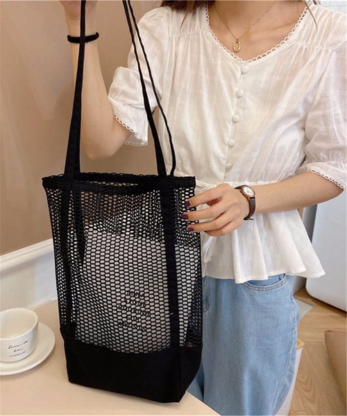 TABI PAL（タビパル）の「メッシュトートバッグ（トートバッグ・レディース・ホワイト/ブラック/ホワイト系その他2/ホワイト系その他/ブラック系その他・FREE）」の5枚目の写真