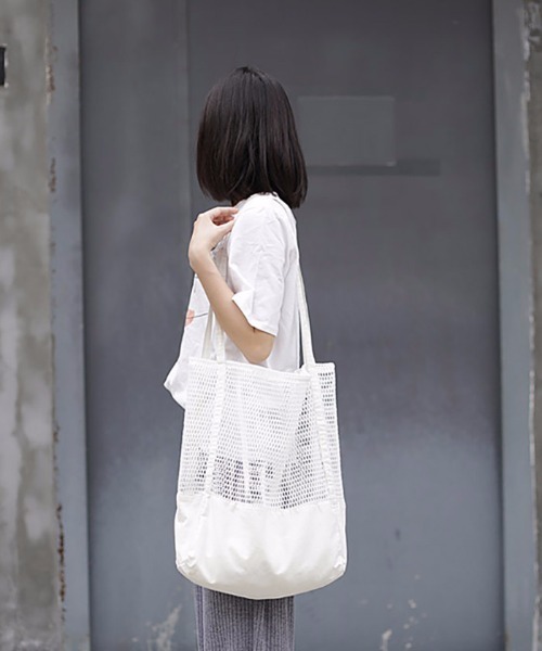 TABI PAL（タビパル）の「メッシュトートバッグ（トートバッグ・レディース・ホワイト/ブラック/ホワイト系その他2/ホワイト系その他/ブラック系その他・FREE）」の7枚目の写真