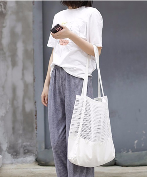 TABI PAL（タビパル）の「メッシュトートバッグ（トートバッグ・レディース・ホワイト/ブラック/ホワイト系その他2/ホワイト系その他/ブラック系その他・FREE）」の10枚目の写真