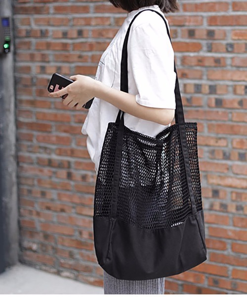 TABI PAL（タビパル）の「メッシュトートバッグ（トートバッグ・レディース・ホワイト/ブラック/ホワイト系その他2/ホワイト系その他/ブラック系その他・FREE）」の6枚目の写真