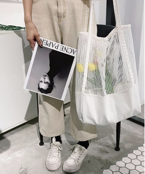 TABI PAL（タビパル）の「メッシュトートバッグ（トートバッグ・レディース・ホワイト/ブラック/ホワイト系その他2/ホワイト系その他/ブラック系その他・FREE）」の19枚目の写真
