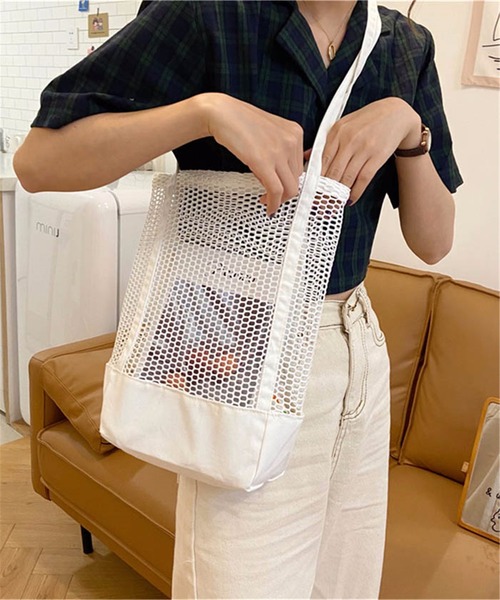 TABI PAL（タビパル）の「メッシュトートバッグ（トートバッグ・レディース・ホワイト/ブラック/ホワイト系その他2/ホワイト系その他/ブラック系その他・FREE）」の22枚目の写真