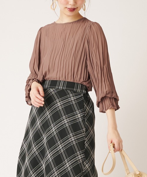 natural couture（ナチュラルクチュール）の「クリンクル2WAYチュニック（シャツ/ブラウス・レディース・ブルー/アイボリー/モカ/ピンクベージュ・FREE）」の3枚目の写真