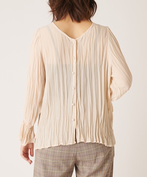 natural couture（ナチュラルクチュール）の「クリンクル2WAYチュニック（シャツ/ブラウス・レディース・ブルー/アイボリー/モカ/ピンクベージュ・FREE）」の7枚目の写真