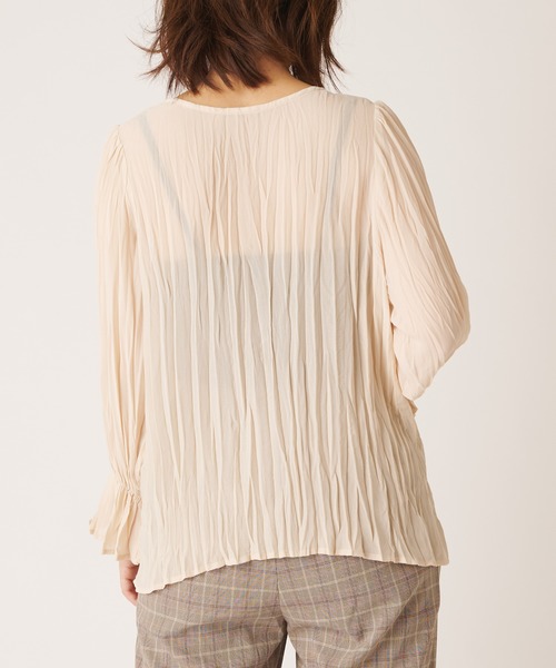 natural couture（ナチュラルクチュール）の「クリンクル2WAYチュニック（シャツ/ブラウス・レディース・ブルー/アイボリー/モカ/ピンクベージュ・FREE）」の12枚目の写真