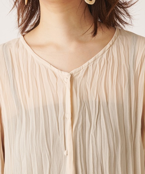 natural couture（ナチュラルクチュール）の「クリンクル2WAYチュニック（シャツ/ブラウス・レディース・ブルー/アイボリー/モカ/ピンクベージュ・FREE）」の8枚目の写真