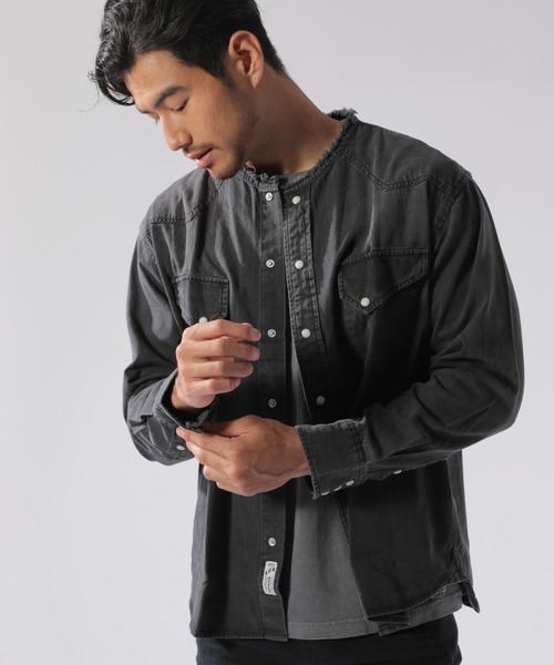 BAYFLOW(ベイフロー)の「デニムシャツ L/S(シャツ/ブラウス・メンズ・ブラック/サックスブルー・MEDIUM/SMALL/LARGE)」の4枚目の写真