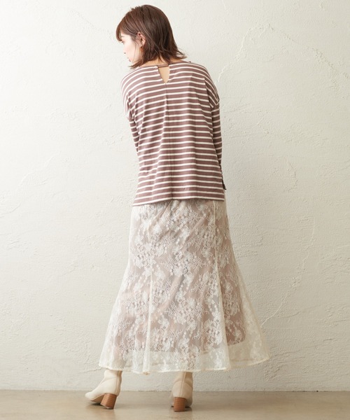 natural couture（ナチュラルクチュール）の「osono レーススカート（スカート・レディース・ブラック/パープル/サックスブルー/ライトベージュ/モカ/カーキ・FREE）」の7枚目の写真