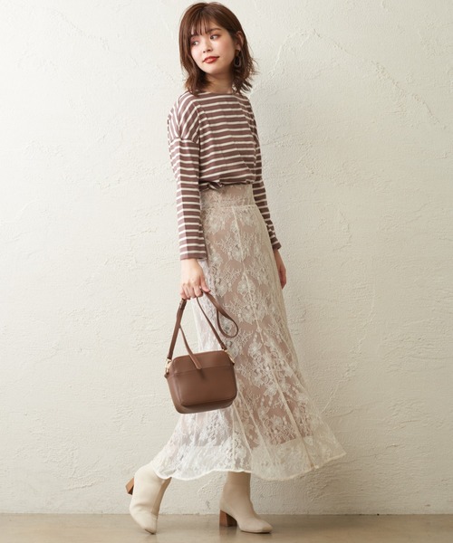 natural couture（ナチュラルクチュール）の「osono レーススカート（スカート・レディース・ブラック/パープル/サックスブルー/ライトベージュ/モカ/カーキ・FREE）」の9枚目の写真