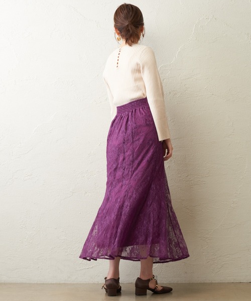 natural couture（ナチュラルクチュール）の「osono レーススカート（スカート・レディース・ブラック/パープル/サックスブルー/ライトベージュ/モカ/カーキ・FREE）」の12枚目の写真