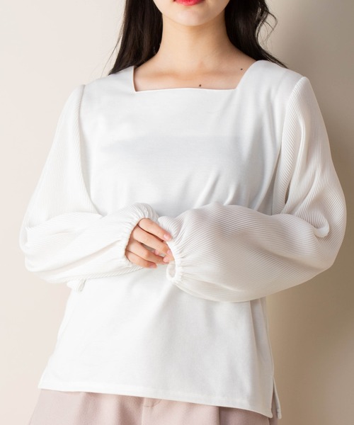 Mysa&Liina（ミーサリーナ）の「袖プリーツプルオーバー（Tシャツ/カットソー・レディース・オフホワイト/オレンジ/ブラウン・M）」の2枚目の写真