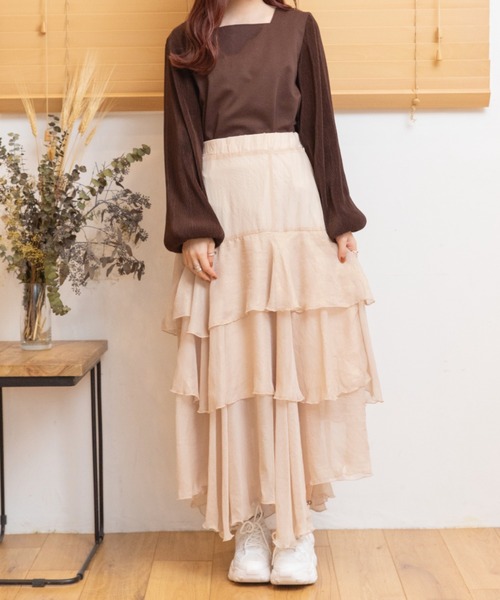 Mysa&Liina（ミーサリーナ）の「袖プリーツプルオーバー（Tシャツ/カットソー・レディース・オフホワイト/オレンジ/ブラウン・M）」の15枚目の写真