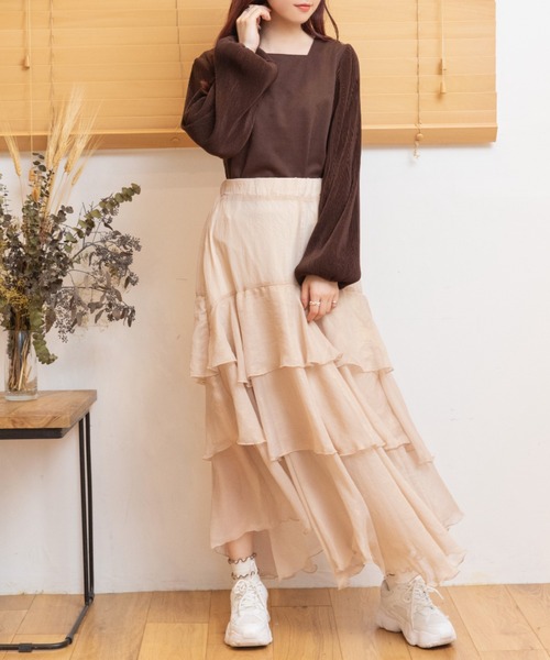 Mysa&Liina（ミーサリーナ）の「袖プリーツプルオーバー（Tシャツ/カットソー・レディース・オフホワイト/オレンジ/ブラウン・M）」の14枚目の写真